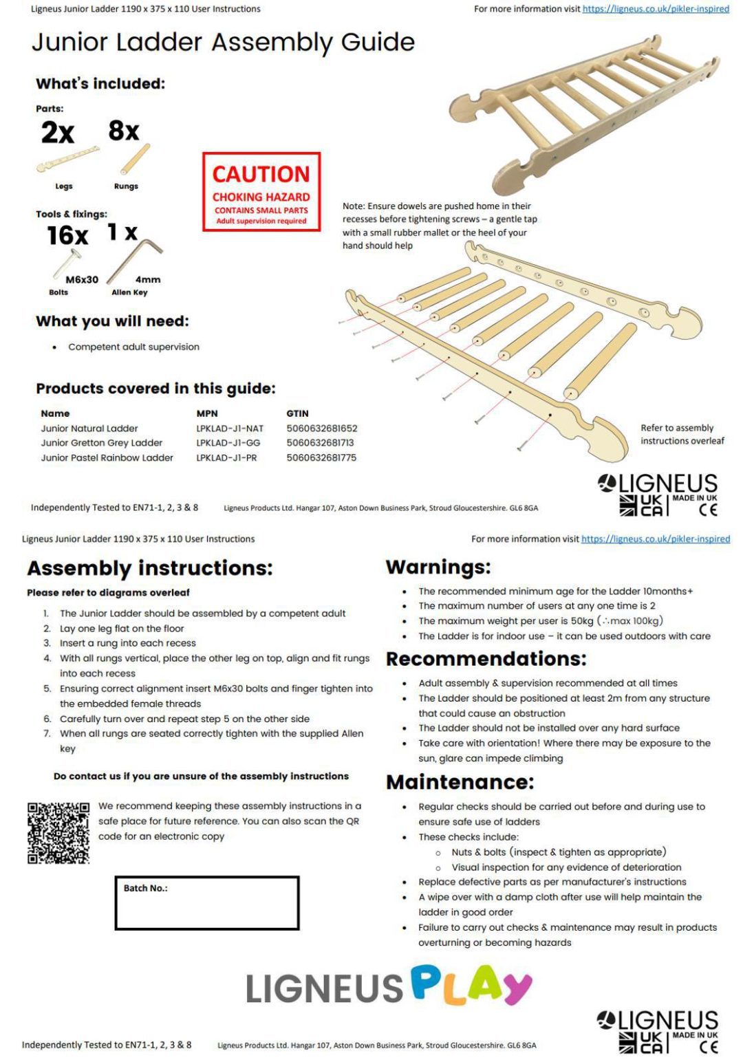 Pikler junior size ladder assembly guide