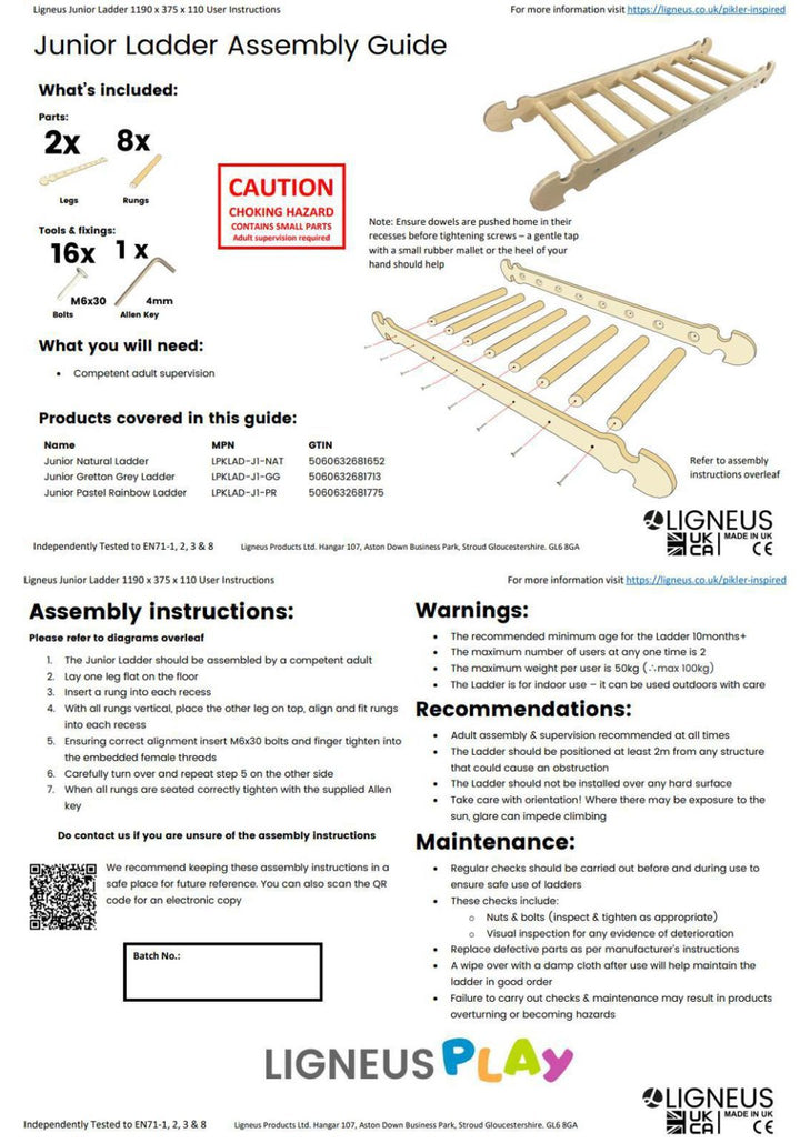 Pikler junior ladder assembly guide