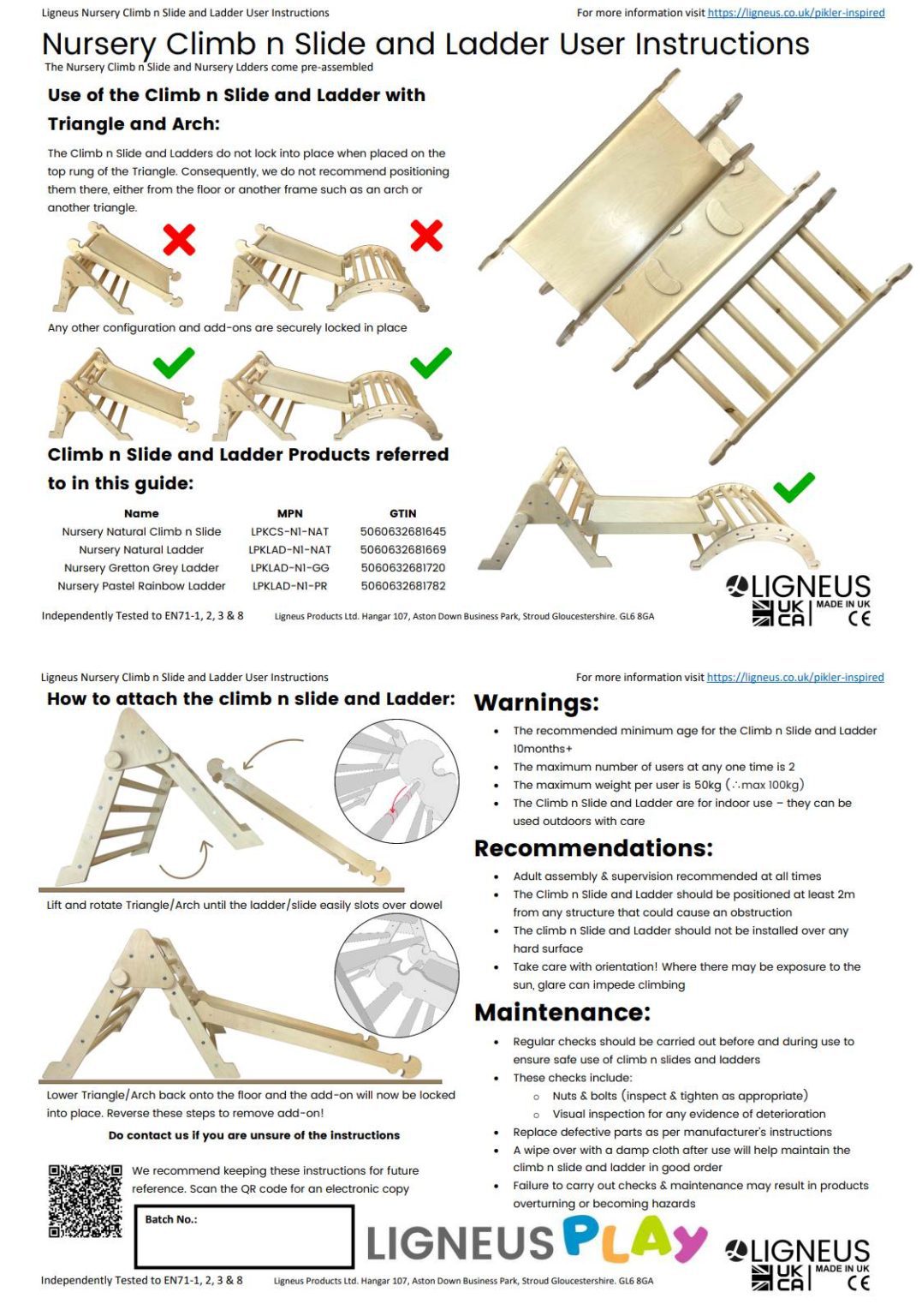 Pikler nursery climb n slide and ladder user instructions