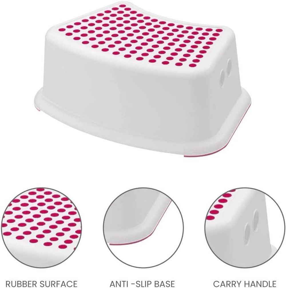 Plastic Child Foot Step Stool Anti-Slip Cover on Top For Children  Toddlers Pink