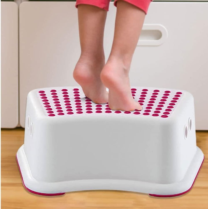 Plastic Child Foot Step Stool Anti-Slip Cover on Top For Children  Toddlers Pink