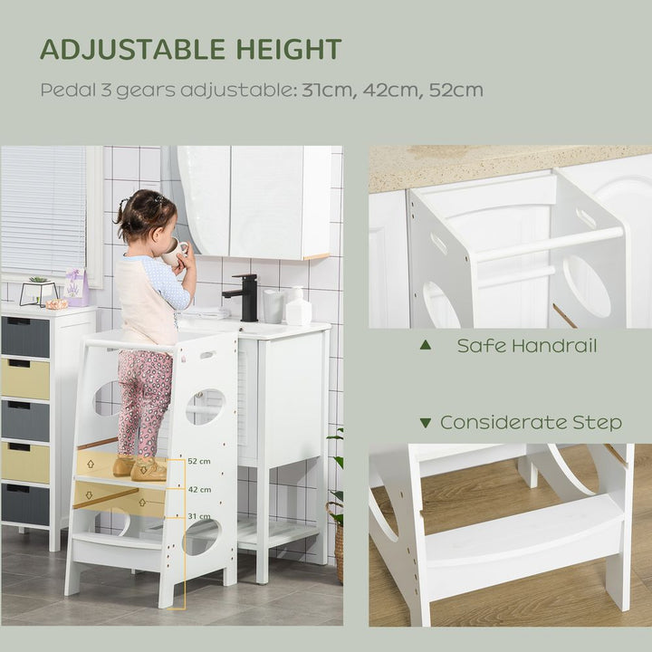 Kids Step Stool w/ Adjustable Standing Platform | Toddler Kitchen Stool