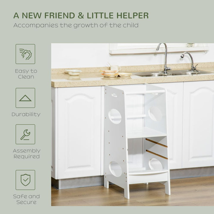 Kids Step Stool w/ Adjustable Standing Platform | Toddler Kitchen Stool