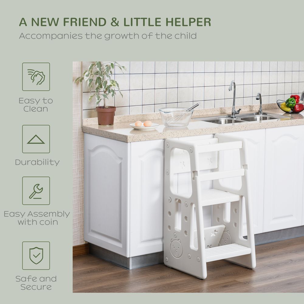 Adjustable Kids Standing Platform Step Stool HOMCOM | Toddler Kitchen Helper
