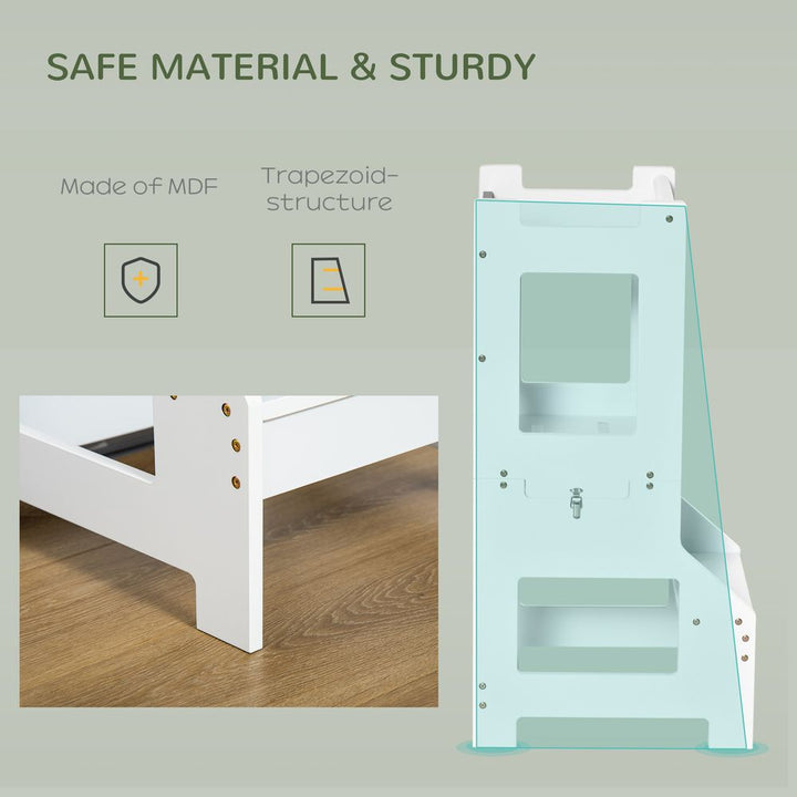 Premium 2-in-1 Kids Kitchen Step Stool Helper with Safety Rail | Learning Tower | UK