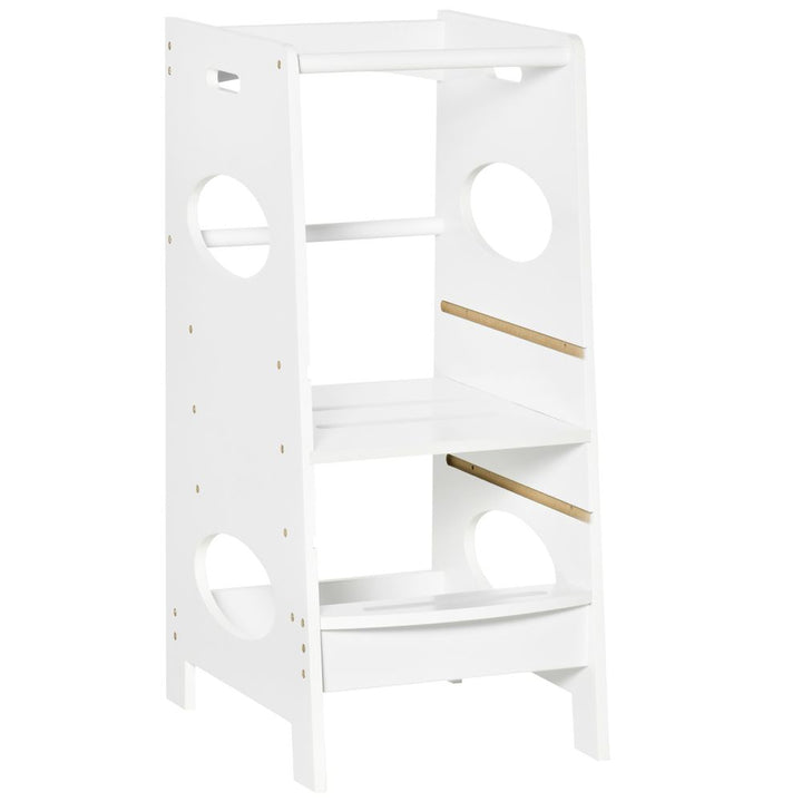 Kids Step Stool w/ Adjustable Standing Platform | Toddler Kitchen Stool