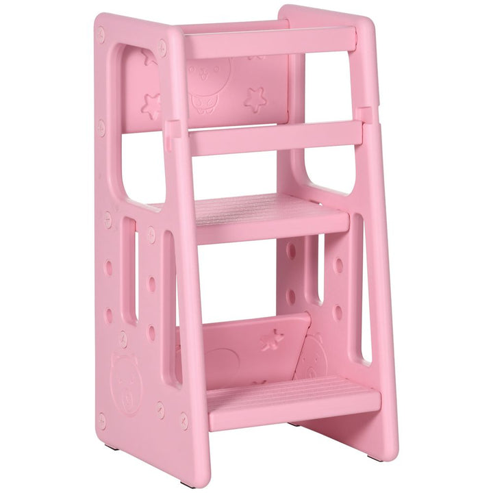 Adjustable Standing Platform Kids Step Stool - Pink | Toddler Kitchen Stool