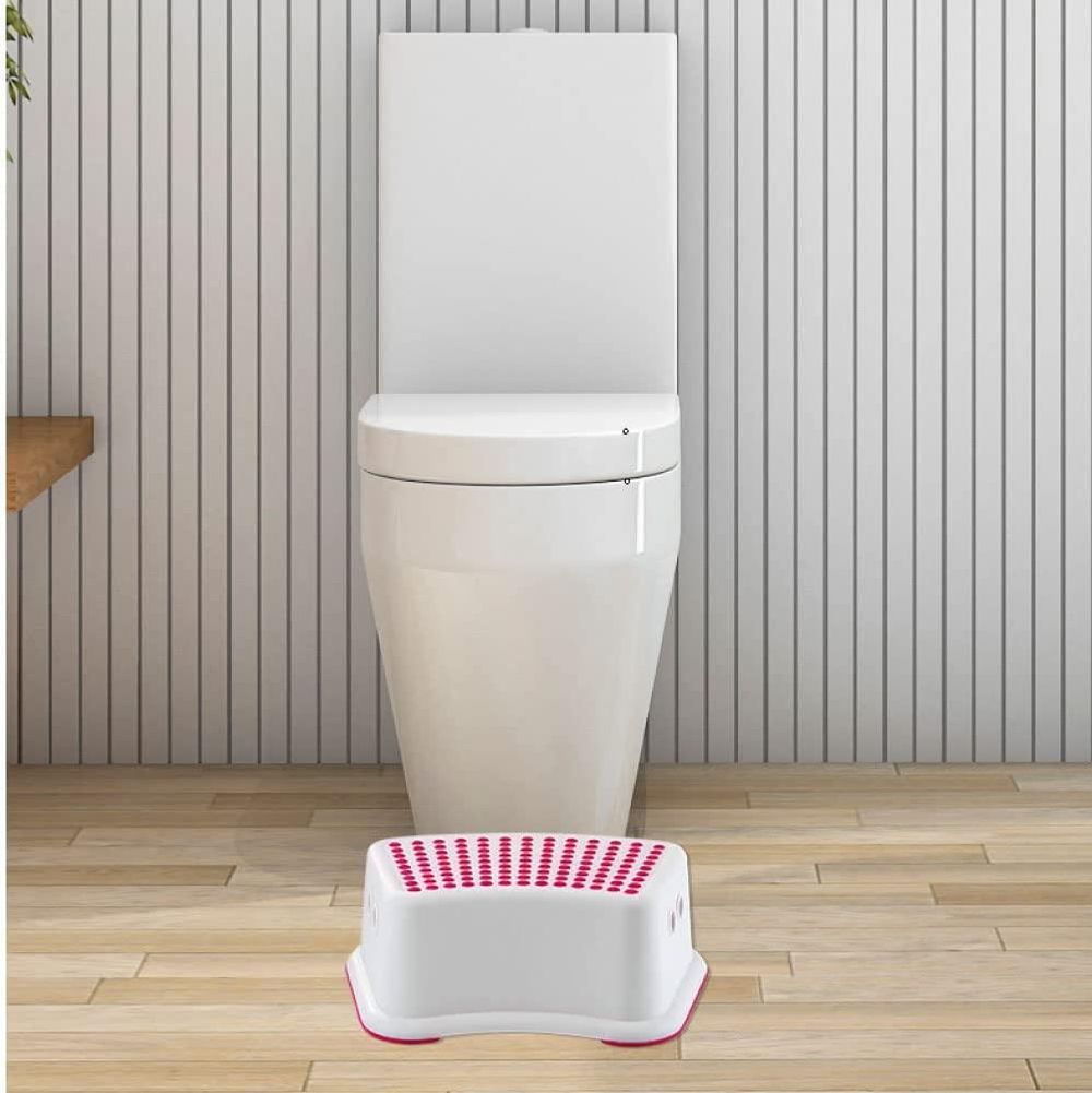 Plastic Child Foot Step Stool Anti-Slip Cover on Top For Children  Toddlers Pink