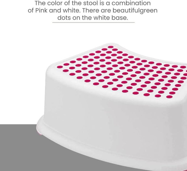 Plastic Child Foot Step Stool Anti-Slip Cover on Top For Children  Toddlers Pink