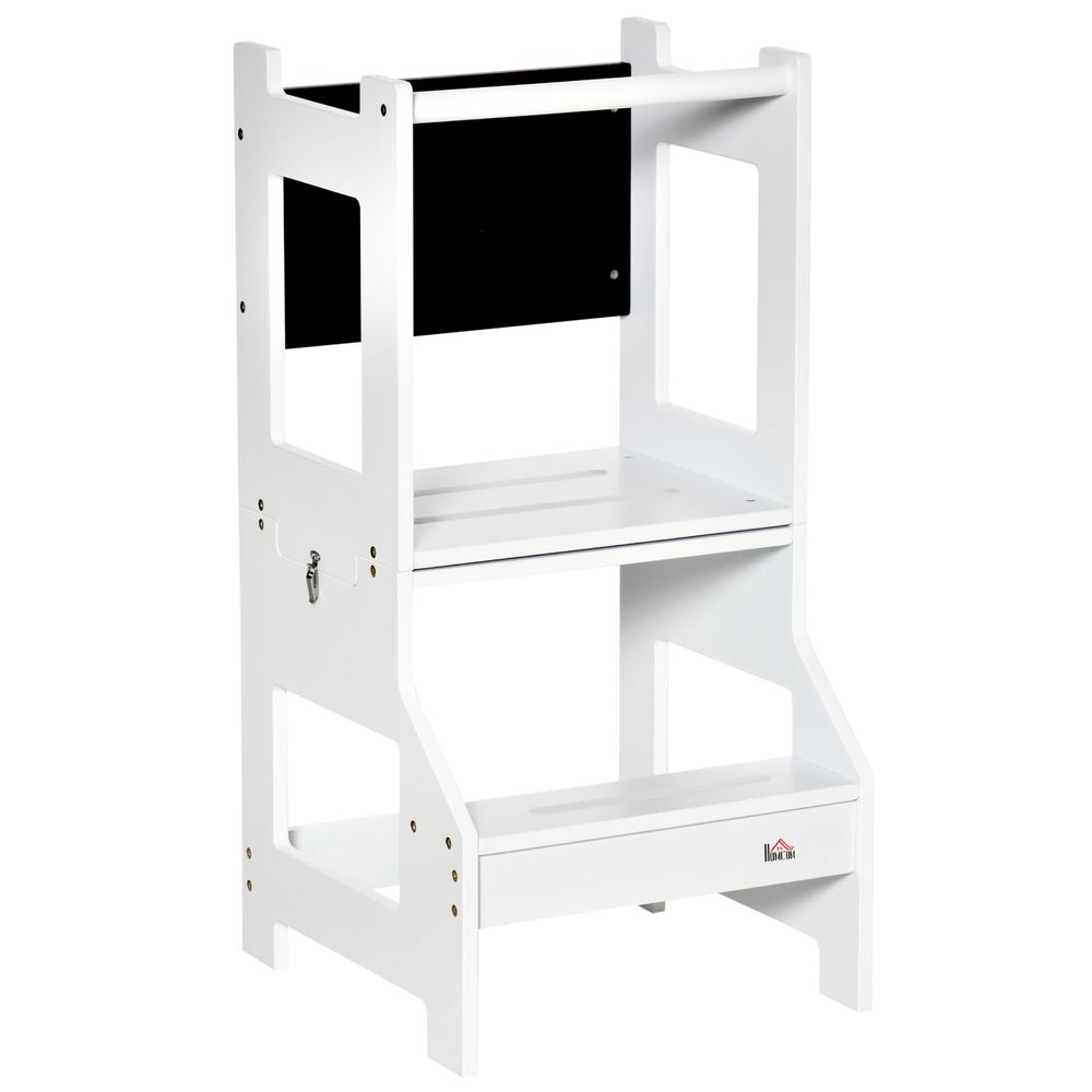 Premium 2-in-1 Kids Kitchen Step Stool Helper with Safety Rail | Learning Tower | UK