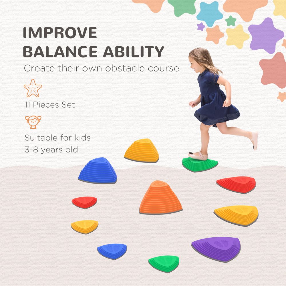 11 Kids Triangle Stepping River Stones for Balance