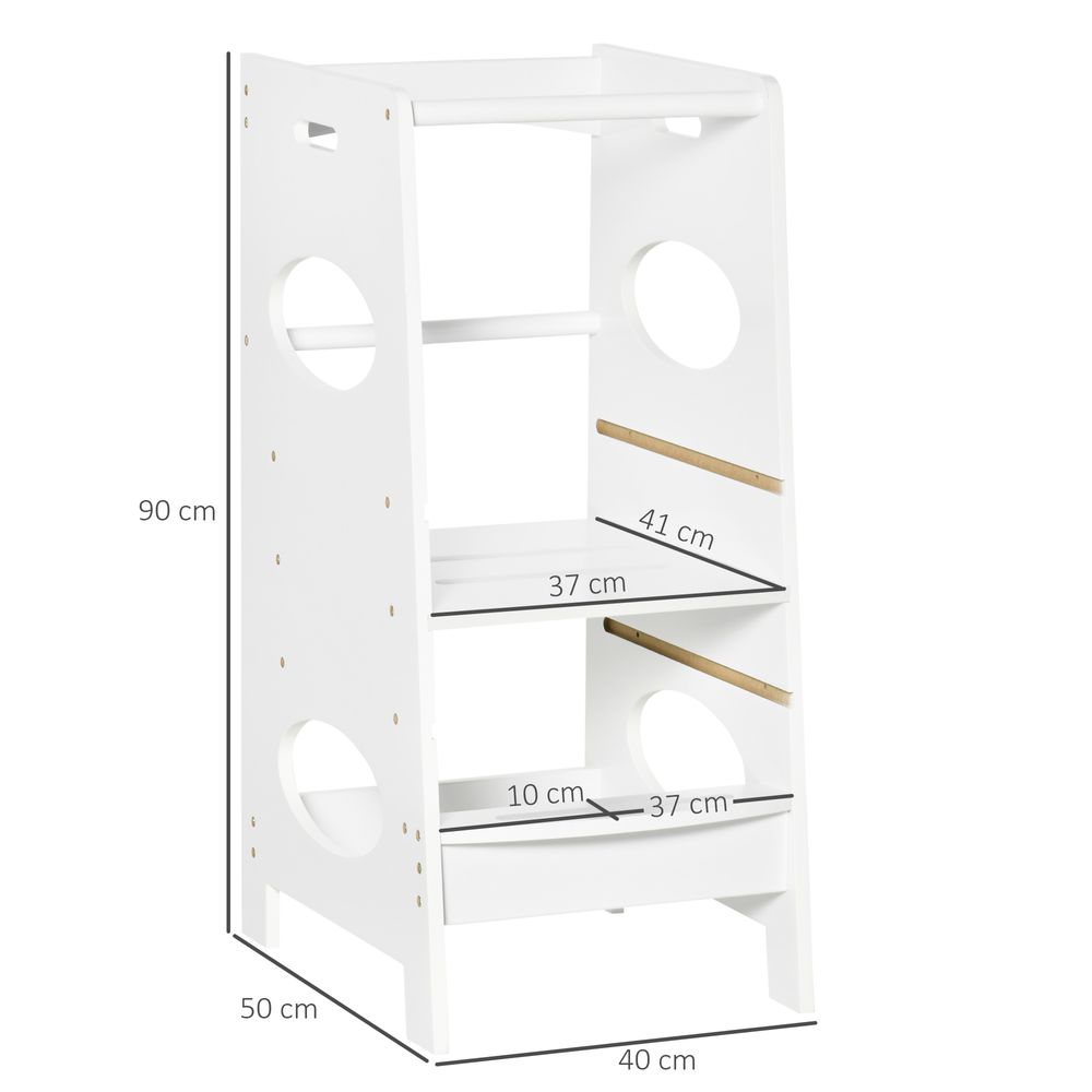 Kids Step Stool w/ Adjustable Standing Platform | Toddler Kitchen Stool