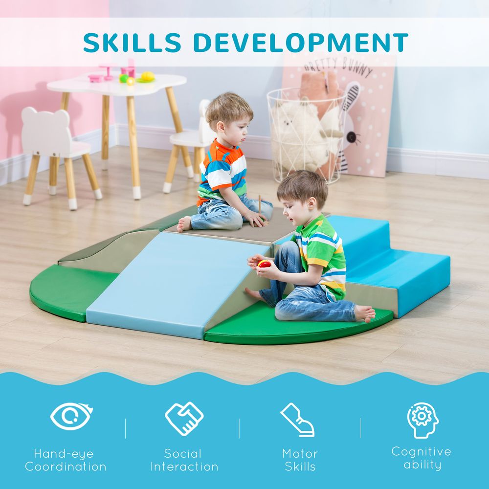 6 Piece Soft Play Equipment for kids Play Shapes Baby Climbing Blocks