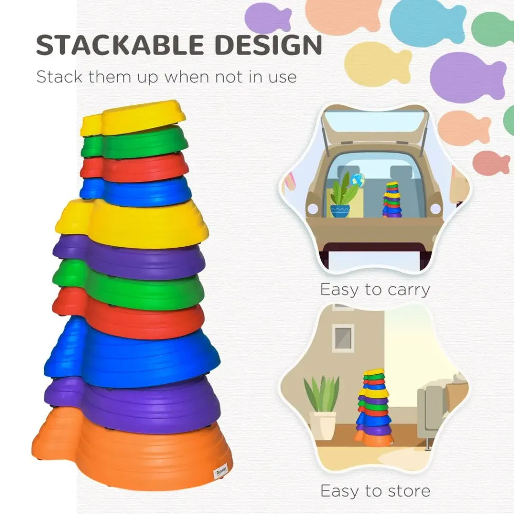 Stepping Stones Balance Fish Set | 11-Piece Multicolored Balance Fish Game for Kids | Develop Motor Skills and Hand-Eye Coordination