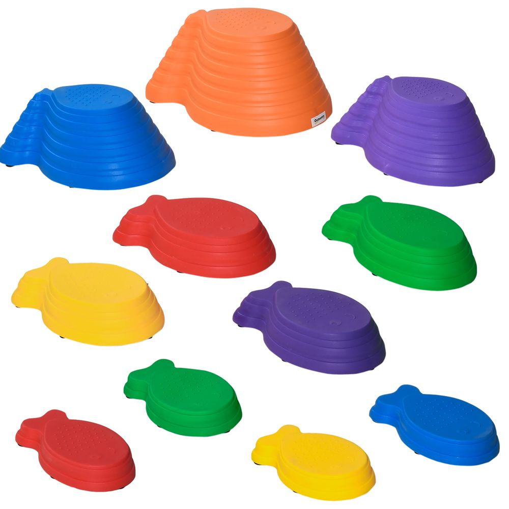Stepping Stones Balance Fish Set | 11-Piece Multicolored Balance Fish Game for Kids | Develop Motor Skills and Hand-Eye Coordination