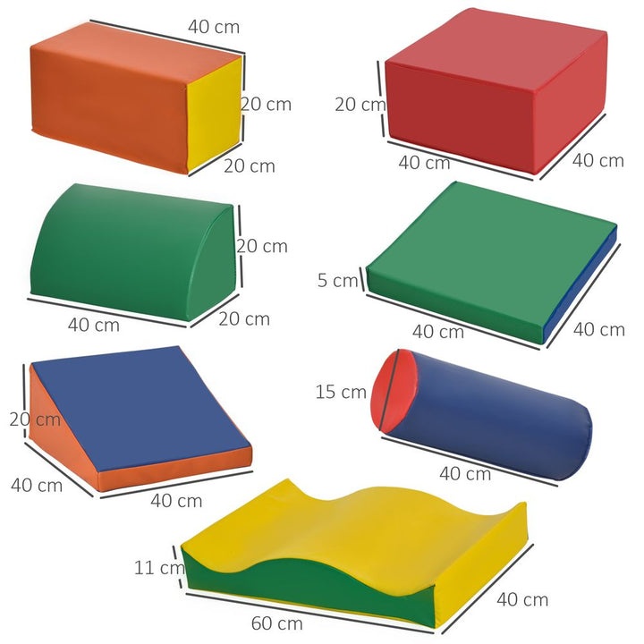 7 Piece Kids Soft Foam Puzzle Play Blocks Set