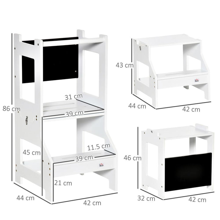 Premium 2-in-1 Kids Kitchen Step Stool Helper with Safety Rail | Learning Tower | UK