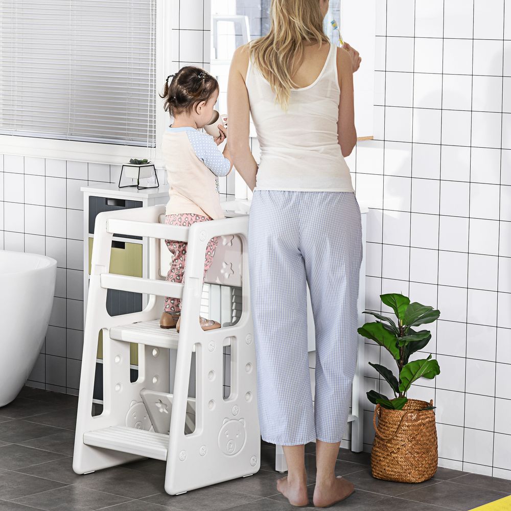 Adjustable Kids Standing Platform Step Stool HOMCOM | Toddler Kitchen Helper