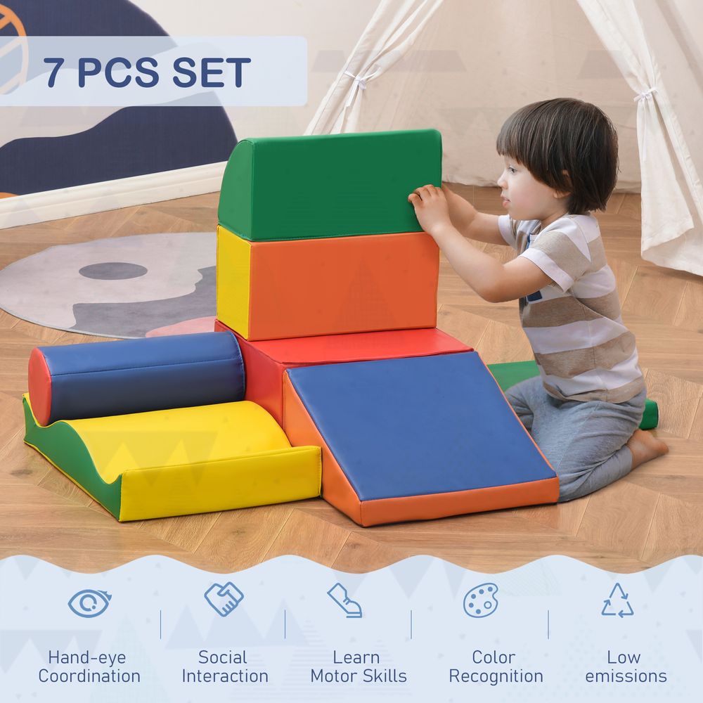 7 Piece Kids Soft Foam Puzzle Play Blocks Set